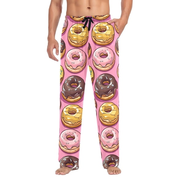 FORMRS Mens Pajama Pants with Pockets Cotton Sleepwear Lounge Bottoms Sizes S-2XL, Cute Doughnuts Pattern
