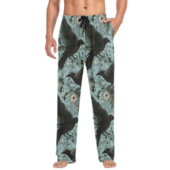 FORMRS Mens Pajama Pants with Pockets Soft Cotton Sleepwear Lounge Bottoms, Sizes S-2XL, Mystic Crows Pattern