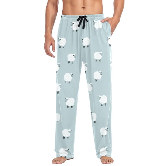 FORMRS Mens Pajama Pants with Pockets Soft Cotton Sleepwear Lounge Bottoms, Sizes S-2XL, Simple Sheep Pattern