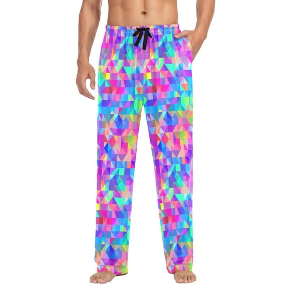 FORMRS Mens Pajama Pants with Pockets Cotton Sleepwear Lounge Bottoms Sizes S-2XL, Vibrant Geometric Pattern
