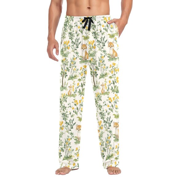 FORMRS Mens Pajama Pants with Pockets Cotton Sleepwear Lounge Bottoms Sizes S-2XL, Watercolor Animals Pattern