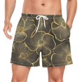 thumbnail image 1 of FORMRS Mens Swim Trunks Mesh Liner Quick Dry Casual Beach Board Shorts with Pockets, Sizes S-2XL, Black Flower Pattern, 1 of 9