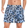 thumbnail image 1 of FORMRS Mens Swim Trunks Mesh Liner Quick Dry Casual Beach Board Shorts with Pockets, Sizes S-2XL, Blue Floral Leopard Pattern, 1 of 9