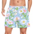 thumbnail image 1 of FORMRS Mens Swim Trunks Mesh Liner Quick Dry Casual Beach Board Shorts with Pockets, Sizes S-2XL, Blue Floral, 1 of 9