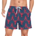 thumbnail image 1 of FORMRS Mens Swim Trunks Mesh Liner Quick Dry Casual Beach Board Shorts with Pockets, Sizes S-2XL, Blue Lobster Pattern, 1 of 9
