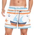 thumbnail image 1 of FORMRS Mens Swim Trunks Mesh Liner Quick Dry Casual Beach Board Shorts with Pockets, Sizes S-2XL, Blue Nautical Pattern, 1 of 9