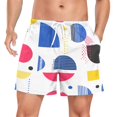 thumbnail image 1 of FORMRS Mens Swim Trunks Mesh Liner Quick Dry Casual Beach Board Shorts with Pockets, Sizes S-2XL, Blue Retro Shapes, 1 of 9