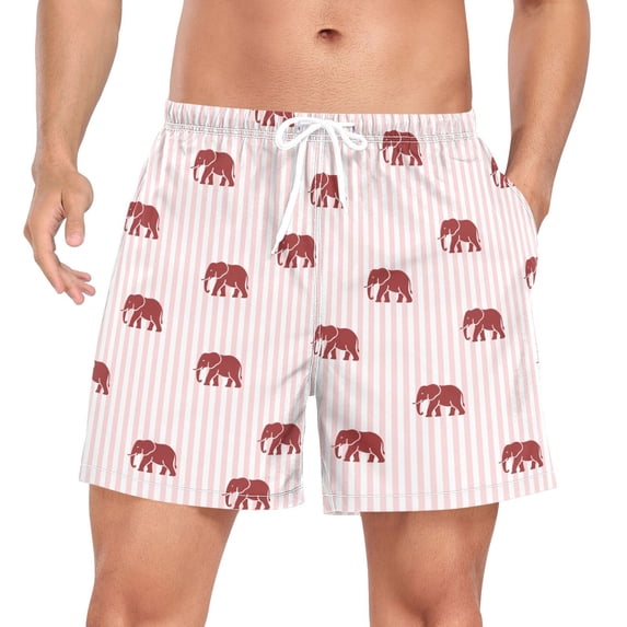 FORMRS Mens Swim Trunks Mesh Liner Quick Dry Casual Beach Board Shorts with Pockets, Sizes S-2XL, Cartoon Elephant Pattern