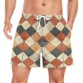 thumbnail image 1 of FORMRS Mens Swim Trunks Mesh Liner Quick Dry Casual Beach Board Shorts with Pockets, Sizes S-2XL, Checkered Pattern, 1 of 9