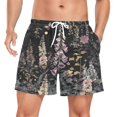 thumbnail image 1 of FORMRS Mens Swim Trunks Mesh Liner Quick Dry Casual Beach Board Shorts with Pockets, Sizes S-2XL, Dark Flowers Pattern, 1 of 9