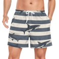 thumbnail image 1 of FORMRS Mens Swim Trunks Mesh Liner Quick Dry Casual Beach Board Shorts with Pockets, Sizes S-2XL, Dark Sharks, 1 of 9