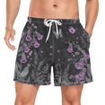 thumbnail image 1 of FORMRS Mens Swim Trunks Mesh Liner Quick Dry Casual Beach Board Shorts with Pockets, Sizes S-2XL, Gothic Floral Print, 1 of 9