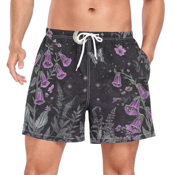 FORMRS Mens Swim Trunks Mesh Liner Quick Dry Casual Beach Board Shorts with Pockets, Sizes S-2XL, Gothic Floral Print