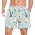 thumbnail image 1 of FORMRS Mens Swim Trunks Mesh Liner Quick Dry Casual Beach Board Shorts with Pockets, Sizes S-2XL, Green Cute Rabbits, 1 of 9