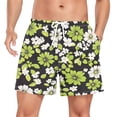 thumbnail image 1 of FORMRS Mens Swim Trunks Mesh Liner Quick Dry Casual Beach Board Shorts with Pockets, Sizes S-2XL, Green Flower Pattern, 1 of 9