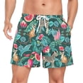 thumbnail image 1 of FORMRS Mens Swim Trunks Mesh Liner Quick Dry Casual Beach Board Shorts with Pockets, Sizes S-2XL, Green Tropical Pattern, 1 of 9