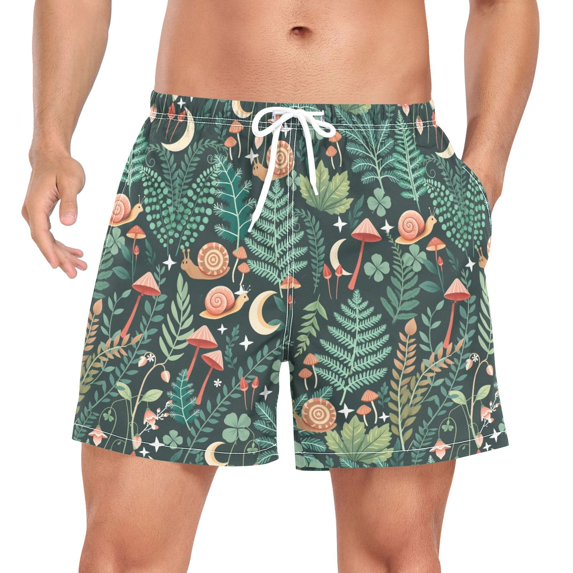 FORMRS Mens Swim Trunks Mesh Liner Quick Dry Casual Beach Board Shorts with Pockets, Sizes S-2XL, Green Vibrant Forest Pattern