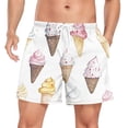 thumbnail image 1 of FORMRS Mens Swim Trunks Mesh Liner Quick Dry Casual Beach Board Shorts with Pockets, Sizes S-2XL, Ice Cream Pattern, 1 of 9