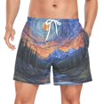 thumbnail image 1 of FORMRS Mens Swim Trunks Mesh Liner Quick Dry Casual Beach Board Shorts with Pockets, Sizes S-2XL, Mountains and Forests, 1 of 9