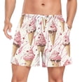 thumbnail image 1 of FORMRS Mens Swim Trunks Mesh Liner Quick Dry Casual Beach Board Shorts with Pockets, Sizes S-2XL, Pink Ice Cream Pattern, 1 of 9
