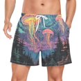thumbnail image 1 of FORMRS Mens Swim Trunks Mesh Liner Quick Dry Casual Beach Board Shorts with Pockets, Sizes S-2XL, Psychedelic Jellyfish, 1 of 9