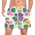 thumbnail image 1 of FORMRS Mens Swim Trunks Mesh Liner Quick Dry Casual Beach Board Shorts with Pockets, Sizes S-2XL, Purple Clover Pattern, 1 of 9