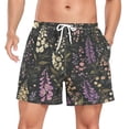 thumbnail image 1 of FORMRS Mens Swim Trunks Mesh Liner Quick Dry Casual Beach Board Shorts with Pockets, Sizes S-2XL, Purple Floral Pattern, 1 of 9