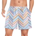 thumbnail image 1 of FORMRS Mens Swim Trunks Mesh Liner Quick Dry Casual Beach Board Shorts with Pockets, Sizes S-2XL, Purple Geometric, 1 of 9