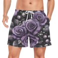 thumbnail image 1 of FORMRS Mens Swim Trunks Mesh Liner Quick Dry Casual Beach Board Shorts with Pockets, Sizes S-2XL, Purple Roses, 1 of 9