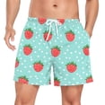 thumbnail image 1 of FORMRS Mens Swim Trunks Mesh Liner Quick Dry Casual Beach Board Shorts with Pockets, Sizes S-2XL, Strawberry Pattern, 1 of 9