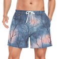 thumbnail image 1 of FORMRS Mens Swim Trunks Mesh Liner Quick Dry Casual Beach Board Shorts with Pockets, Sizes S-2XL, Trees in The Night, 1 of 9