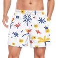 thumbnail image 1 of FORMRS Mens Swim Trunks Mesh Liner Quick Dry Casual Beach Board Shorts with Pockets, Sizes S-2XL, Tropical Rhythm, 1 of 9