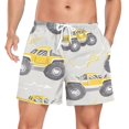 thumbnail image 1 of FORMRS Mens Swim Trunks Mesh Liner Quick Dry Casual Beach Board Shorts with Pockets, Sizes S-2XL, Trucks Pattern, 1 of 9