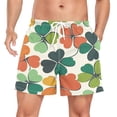 thumbnail image 1 of FORMRS Mens Swim Trunks Mesh Liner Quick Dry Casual Beach Board Shorts with Pockets, Sizes S-2XL, White Clover Pattern, 1 of 9