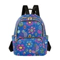 thumbnail image 1 of FORMRS Mini Backpack Purse for Women Quilted Travel Daypack Casual Shoulder Bag, Blue Abstract Floral Pattern, 1 of 7