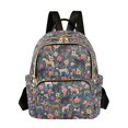thumbnail image 1 of FORMRS Mini Backpack Purse for Women Quilted Travel Daypack Casual Shoulder Bag, Blue Floral Horses Pattern, 1 of 7
