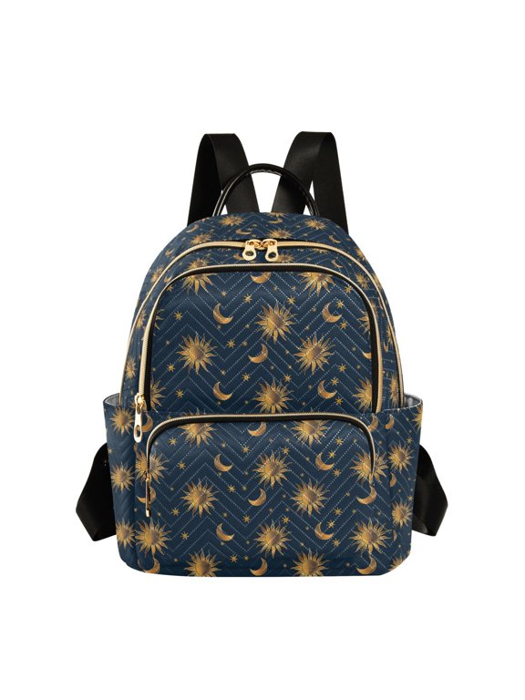 Mini Backpack Purse for Women Quilted Travel Daypack Casual Shoulder Bag, Blue Sun Moon Pattern