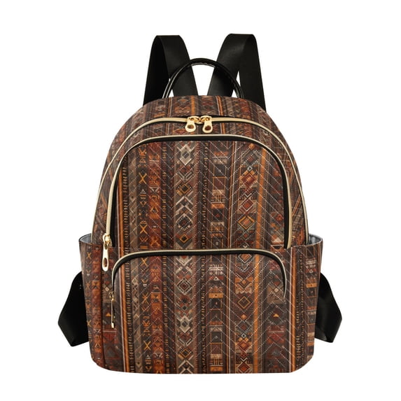 FORMRS Mini Backpack Purse for Women Quilted Travel Daypack Casual Shoulder Bag, Brown Tribal Pattern