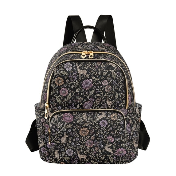 FORMRS Mini Backpack Purse for Women Quilted Travel Daypack Casual Shoulder Bag, Floral Forest Pattern