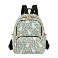 thumbnail image 1 of FORMRS Mini Backpack Purse for Women Quilted Travel Daypack Casual Shoulder Bag, Green Floral Cat Pattern, 1 of 7