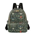 thumbnail image 1 of FORMRS Mini Backpack Purse for Women Quilted Travel Daypack Casual Shoulder Bag, Green Flowers Pattern, 1 of 7