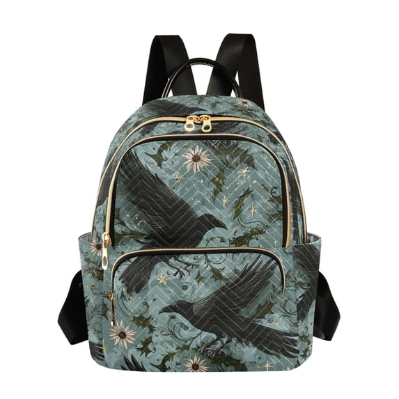 FORMRS Mini Backpack Purse for Women Quilted Travel Daypack Casual Shoulder Bag, Mystic Crows Pattern