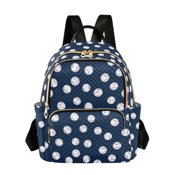 FORMRS Mini Backpack Purse for Women Quilted Travel Daypack Casual Shoulder Bag, Navy Blue Baseball Pattern