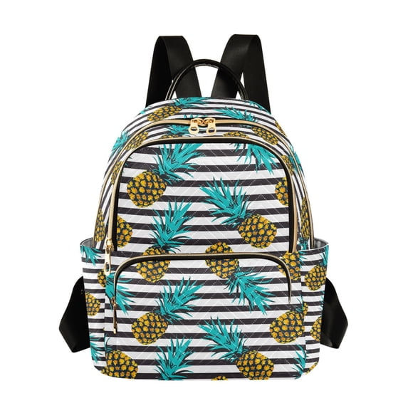 FORMRS Mini Backpack Purse for Women Quilted Travel Daypack Casual Shoulder Bag, Pineapple Stripes Pattern