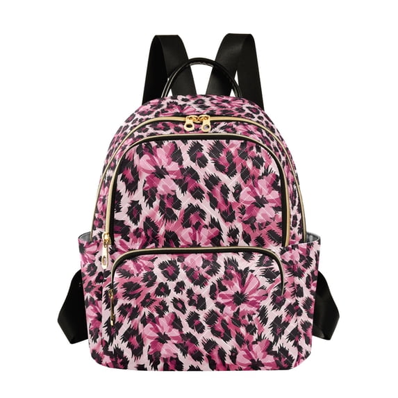 FORMRS Mini Backpack Purse for Women Quilted Travel Daypack Casual Shoulder Bag, Pink Floral Leopard Pattern