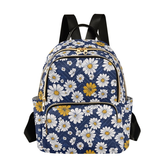 FORMRS Mini Backpack Purse for Women Quilted Travel Daypack Casual Shoulder Bag, Retro Daisy Pattern