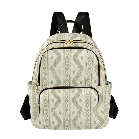 FORMRS Mini Backpack Purse for Women Quilted Travel Daypack Casual Shoulder Bag, Sage Green Stripe Pattern