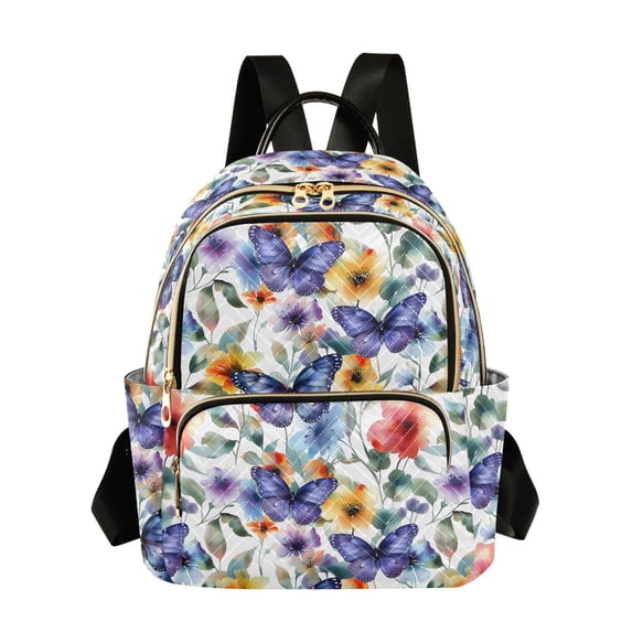 FORMRS Mini Backpack Purse for Women Quilted Travel Daypack Casual Shoulder Bag, Watercolor Butterfly Pattern