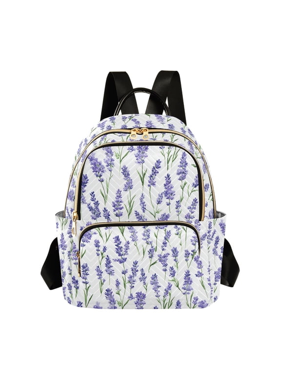 Mini Backpack Purse for Women Quilted Travel Daypack Casual Shoulder Bag, Watercolor Lavender Pattern