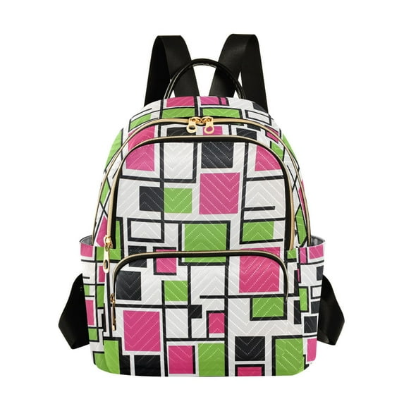 FORMRS Mini Backpack Purse for Women Quilted Travel Daypack Casual Shoulder Bag, Abstract Geometric